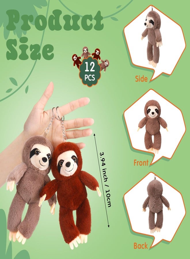 Motionchic 12 Pcs Lovely Mini Sloth Stuffed Keychain 4 Inch Valentine Animal Plush Toys Bulk Small Plushies Keychains Forest Safari Party Favors for Galentine Birthday Carnival Prize Gift Backpack Decor - Image 4